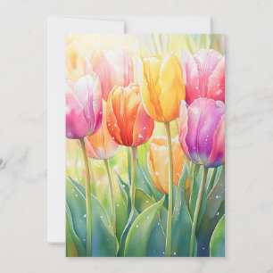 Blooming Watercolor Spring Tulip Garden Announcement