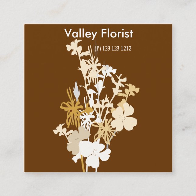 Blooming Wild Flowers Florist Modern Professional Square Business Card (Front)