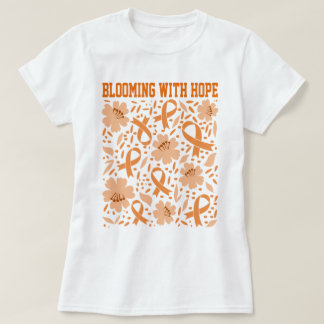 Blooming With Hope Floral & Orange Ribbon Leukaemi T-Shirt