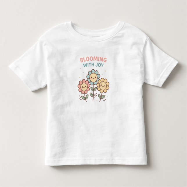 Blooming With Joy Flowers – Cute Toddler Girl T-Sh Toddler T-Shirt (Front)