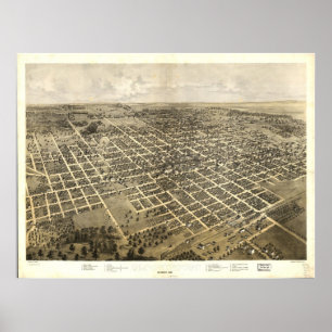 Bloomington Illinois 1867 Antique Panoramic Map Poster