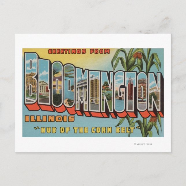 Bloomington, Illinois - Large Letter Scenes 2 Postcard (Front)