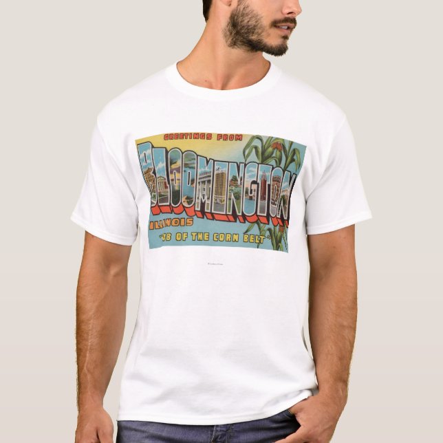 Bloomington, Illinois - Large Letter Scenes 2 T-Shirt (Front)