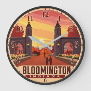 Bloomington Indiana College Town Travel Poster Large Clock