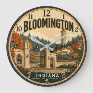 Bloomington Indiana Gates Vintage Travel Poster Large Clock