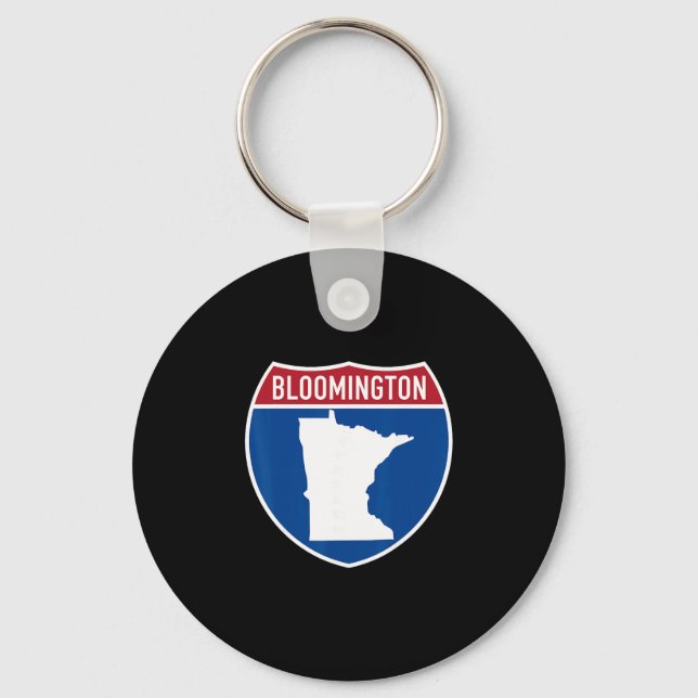Bloomington Minnesota Map Highway Interstate Sign  Key Ring (Front)