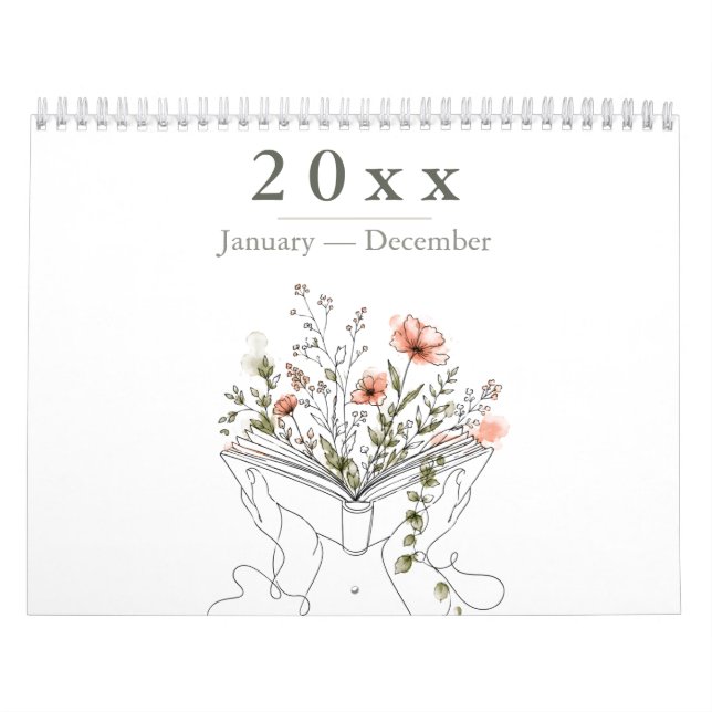 Blooms Book Botanical Line Art Calendar (Cover)