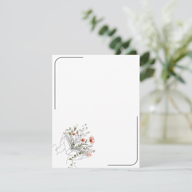 Blooms Book Botanical Line Art Card (Standing Front)