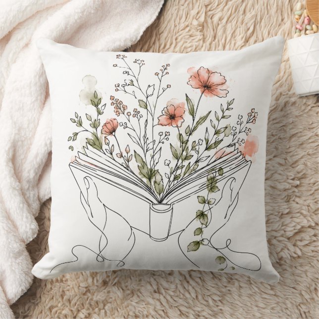 Blooms Book Botanical Line Art Cushion (Blanket)