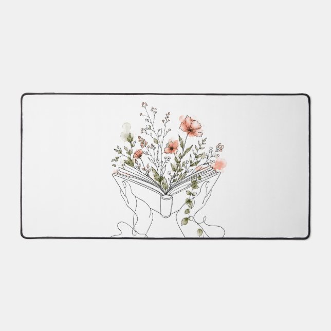 Blooms Book Botanical Line Art Desk Mat (Front)