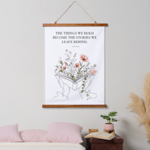 Blooms Book Botanical Line Art Hanging Tapestry
