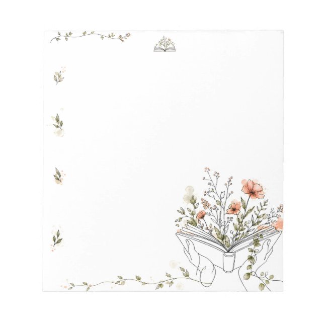Blooms Book Botanical Line Art Notepad (Front)