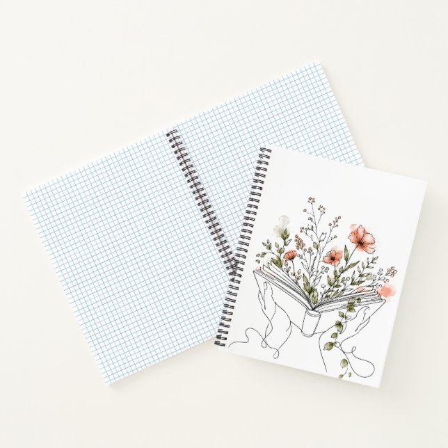 Blooms Book Botanical Line Art Spiral Notebook (Inside)