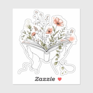 Blooms Book Botanical Line Art Vinyl Sticker