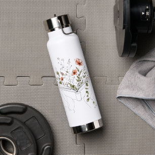 Blooms Book Botanical Line Art Water Bottle