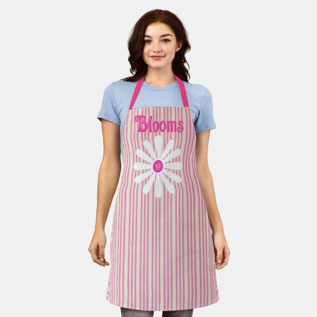 Blooms florist ticking stripe All-Over Print Apron (Worn)