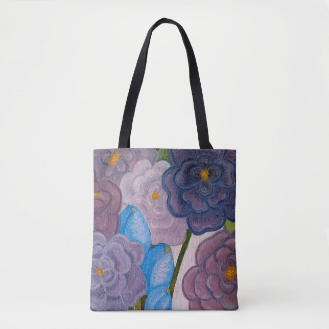 Blooms in Grey Tote Bag (Front)