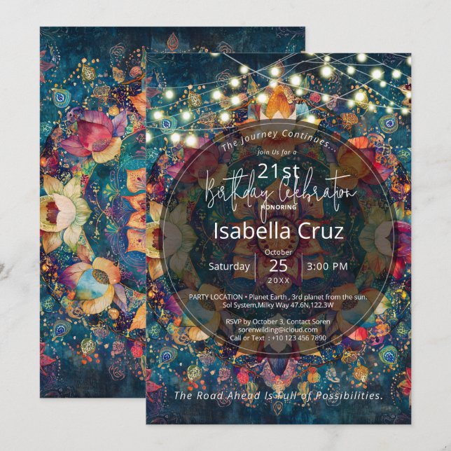 Blooms in Motion | Floral Mandala Design Invitation (Front/Back)