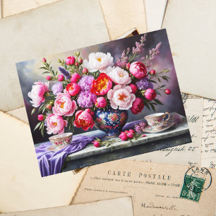 Blooms of Elegance: Oriental Bouquet Peonies  Postcard