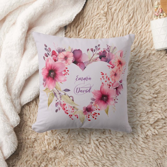 Blooms of Love | Custom Names | Valentine's Day Cushion (Blanket)
