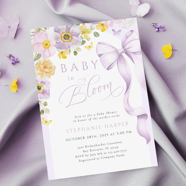 Blooms Purple Yellow Baby Shower Invitation  (Creator Uploaded)