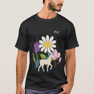 Blooms Unicorn Colorful Magnolia Floral Gift T-Shirt