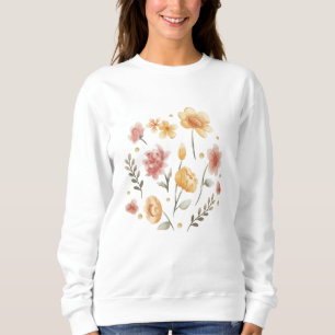 Bloomy flowers and leaves watercolor sweatshirt