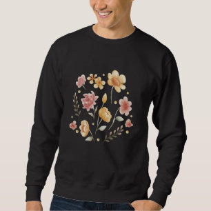 Bloomy flowers and leaves watercolor sweatshirt
