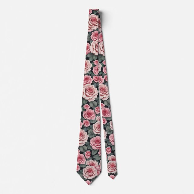 Bloomy Pink Roses Tie (Front)
