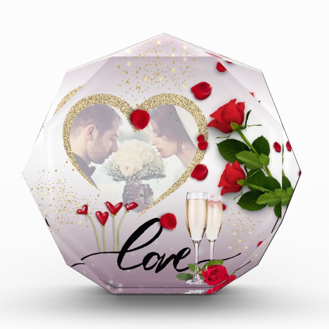 Bloque de fotos personalizado  amor con flores photo block (Front)