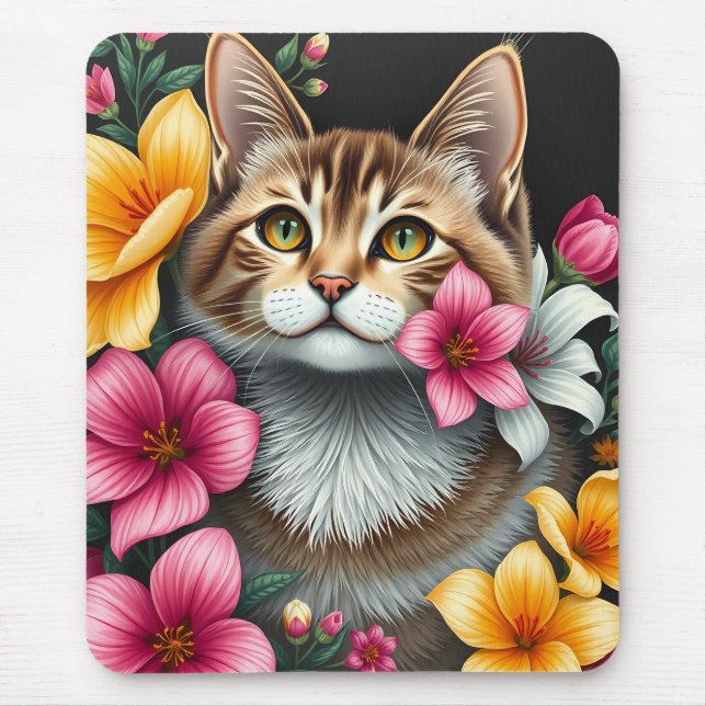 Blossom and Purr Mouse Pad (Front)