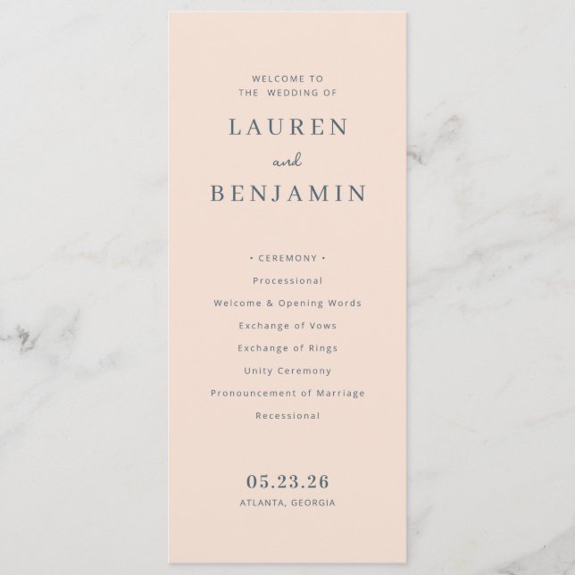 Blossom and Vow Wedding Programme (Front)