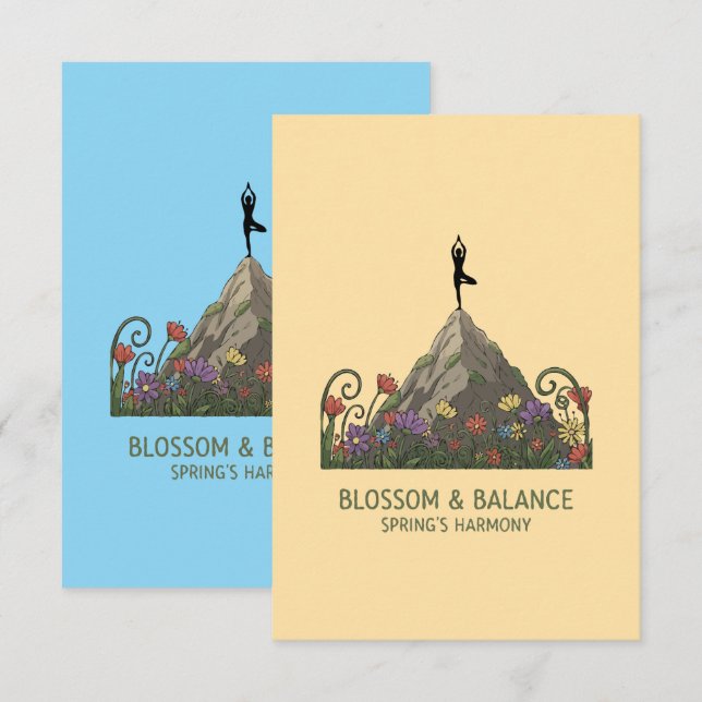 Blossom & Balance | Yoga Tree Pose Spring Harmony Thank You Card (Front/Back)