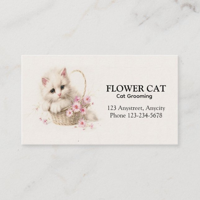 Blossom Basket Kitten  Business Card (Front)