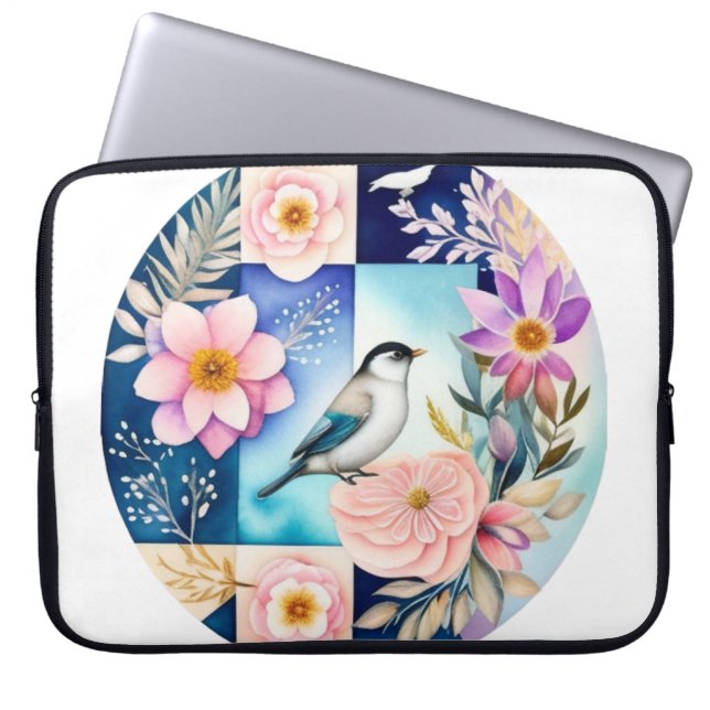 Blossom & Bird  Laptop Sleeve (Front)