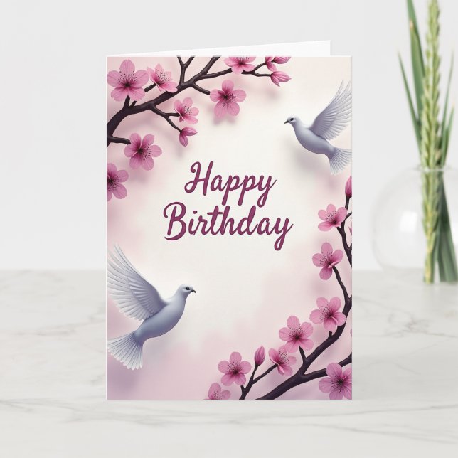 Blossom Birds Birthday Card (Front)