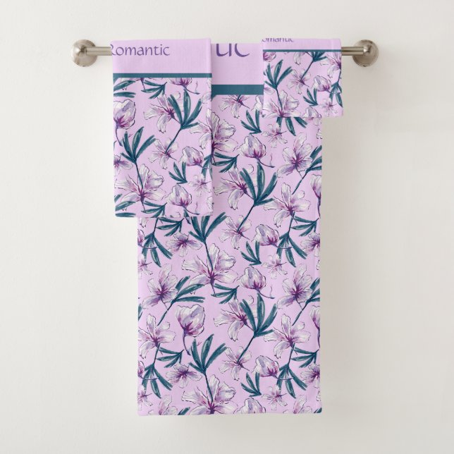 Blossom Bliss on Soft Purple Bath Towel Set (Insitu)