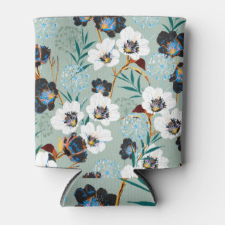 Blossom Botanical Vintage Floral Pattern Can Cooler