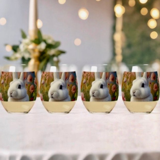 Blossom Bunny & Carrot Patch Drinkware Set Stemless Wine Glass (Creator Uploaded)