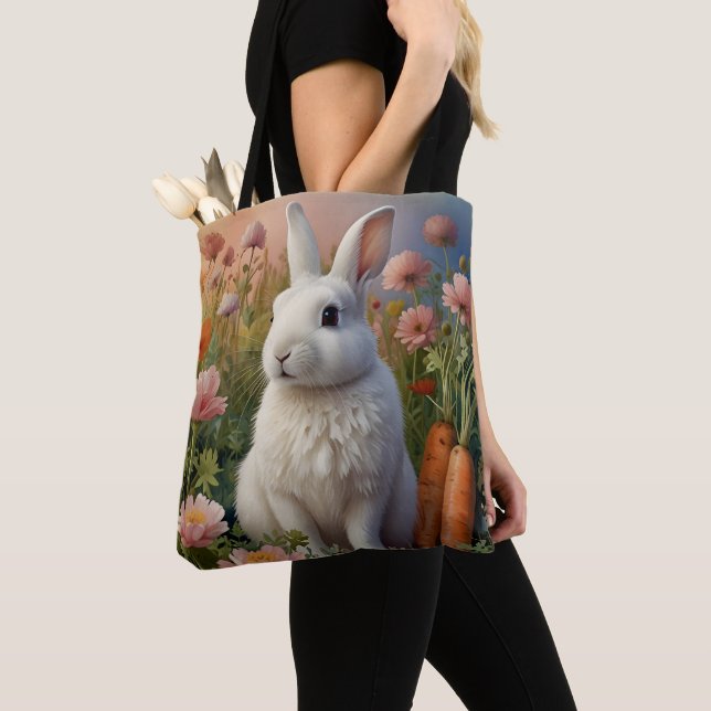 Blossom Bunny & Carrot Patch Tote Bag (Close Up)