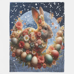 Blossom Bunny Easter Fleece Blanket