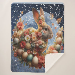 Blossom Bunny Easter Sherpa Blanket
