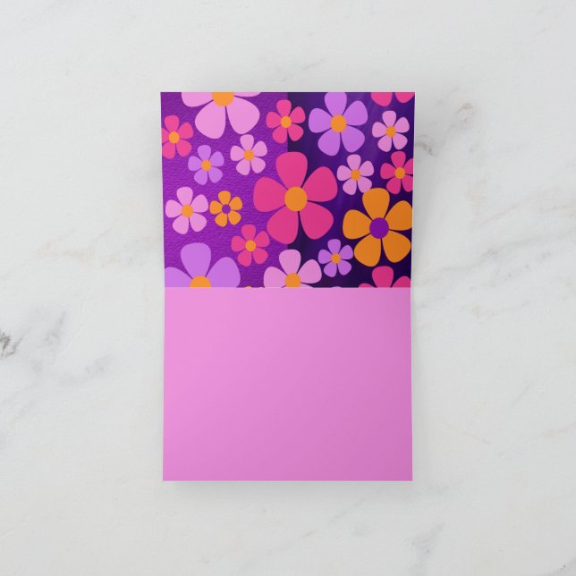 Blossom Burst Vibrant Floral Folded Greeting Card (Inside)