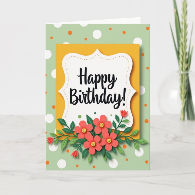 Blossom Celebration Birthday Card (Front)