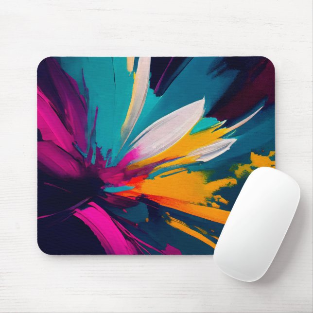Blossom Dreams – Vibrant Abstract Floral Burst Mouse Pad (With Mouse)