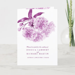 Blossom dusky purple floral watercolor wedding programme