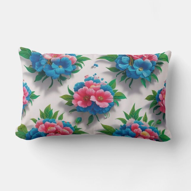 Blossom Elegance: A Chic Floral Pattern Lumbar Cushion (Front)