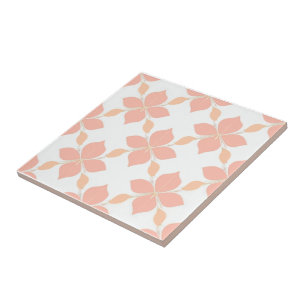 Blossom elegance salmon floral tile set Pattern 1