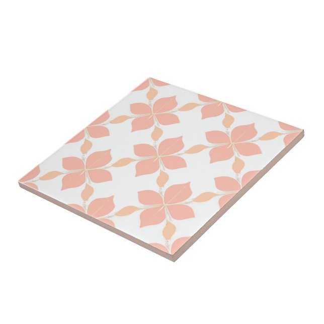 Blossom elegance salmon floral tile set Pattern 1 (Side)