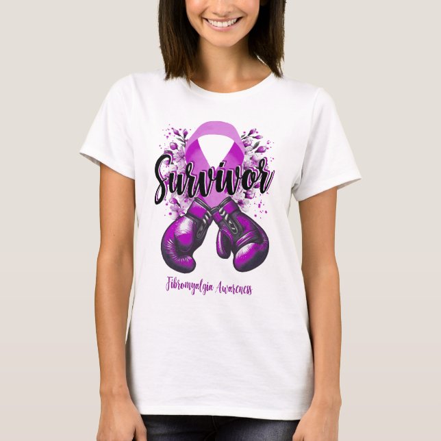 Blossom Fibromyalgia Warrior Survivor T-Shirt (Front)